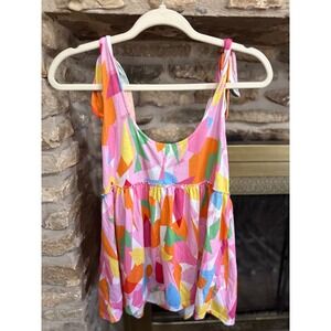 BIBI Womens Pink Geometric Abstract Tie Strap Tank Top Small BT2510D-10